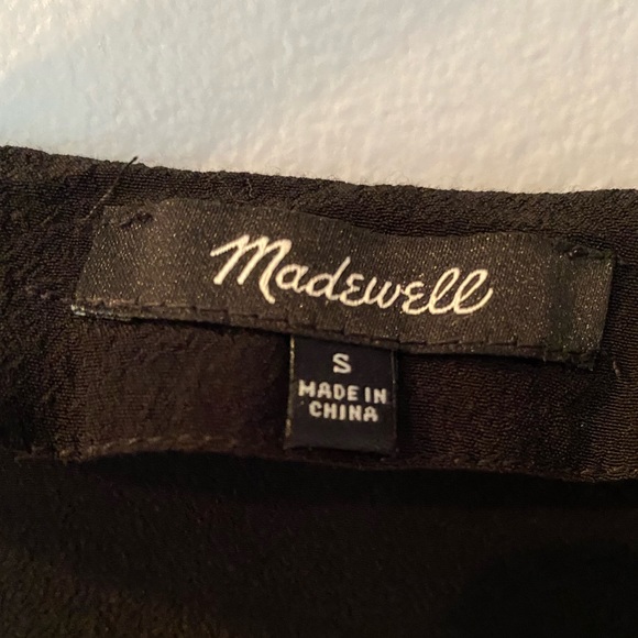 Last Call! Madewell Black V-neck Dress with Side Buttons, Small - Picture 5 of 8